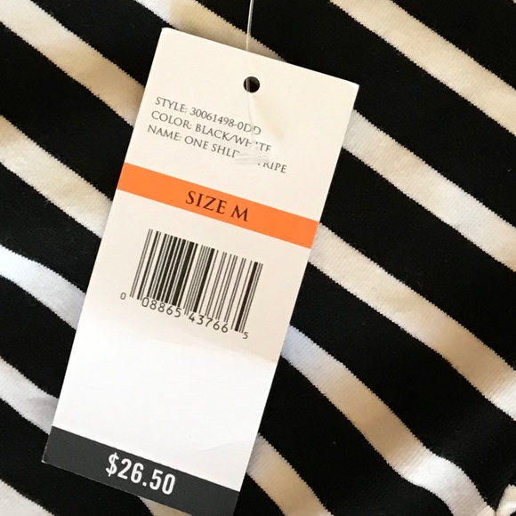 Sofia Vergara One Shoulder Striped Top with tie waist NWT M - Picture 3 of 6